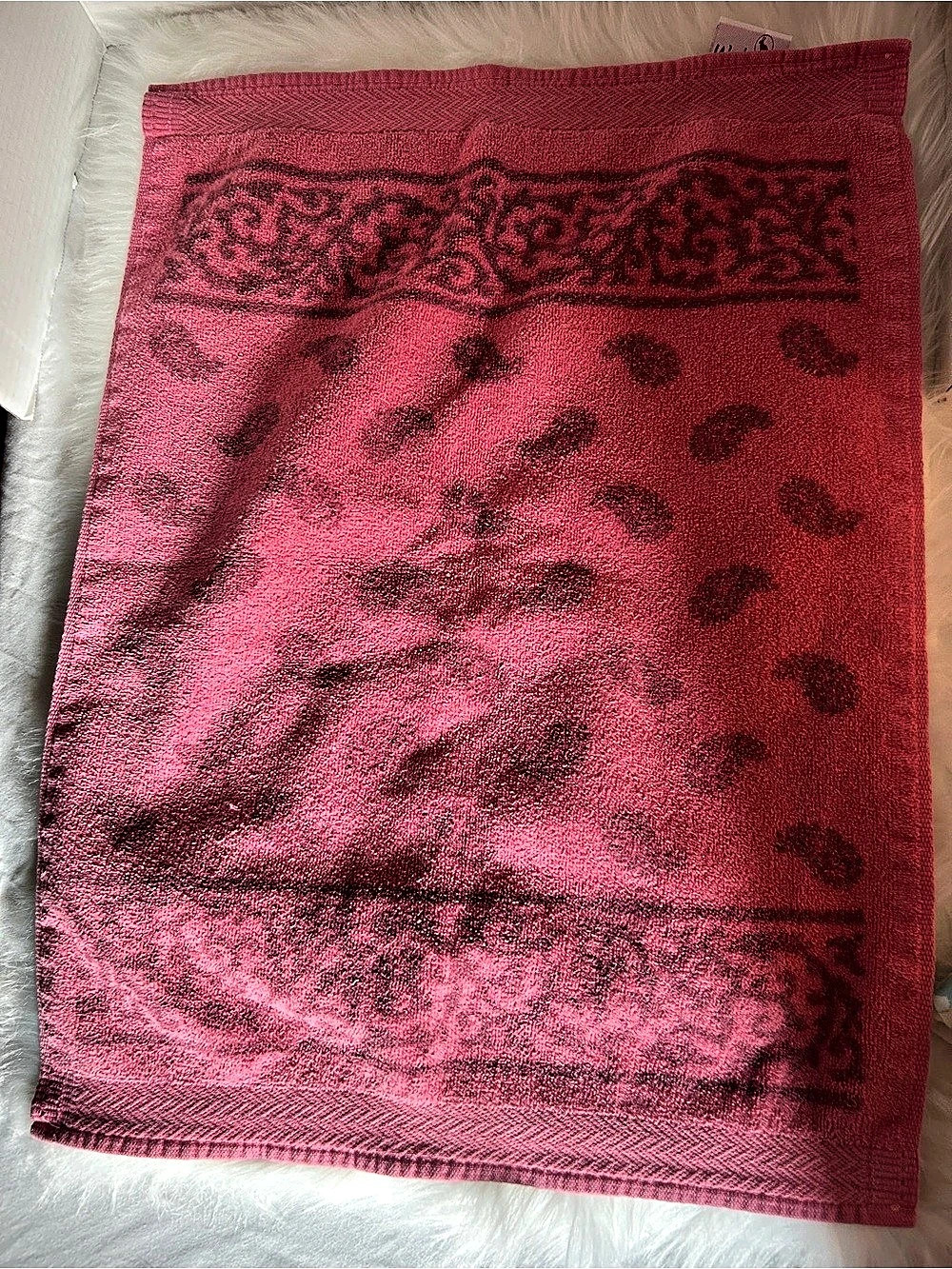 2 for $39 Wabasso Signature Pink & Red Paisley lik Print hand Towel
